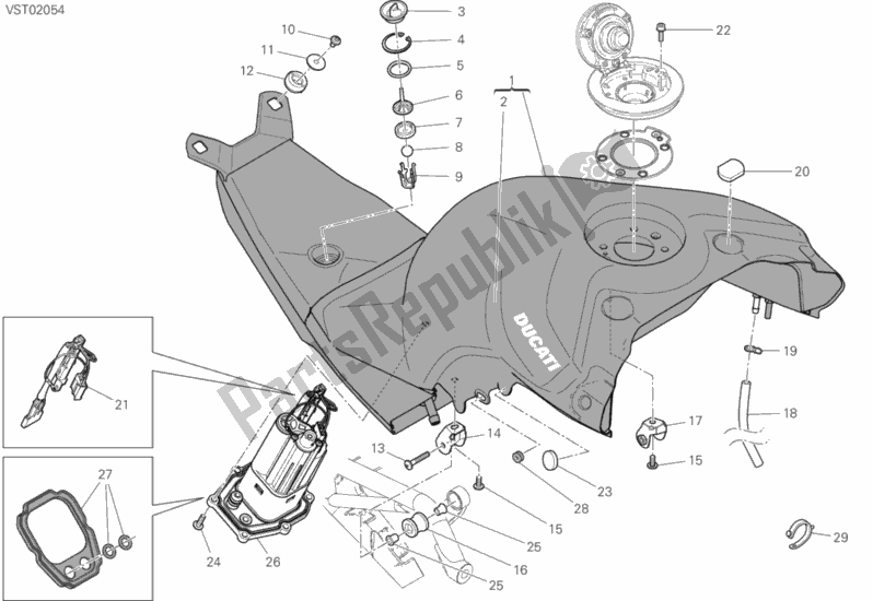 Todas las partes para Tanque de Ducati Streetfighter V4 1103 2020